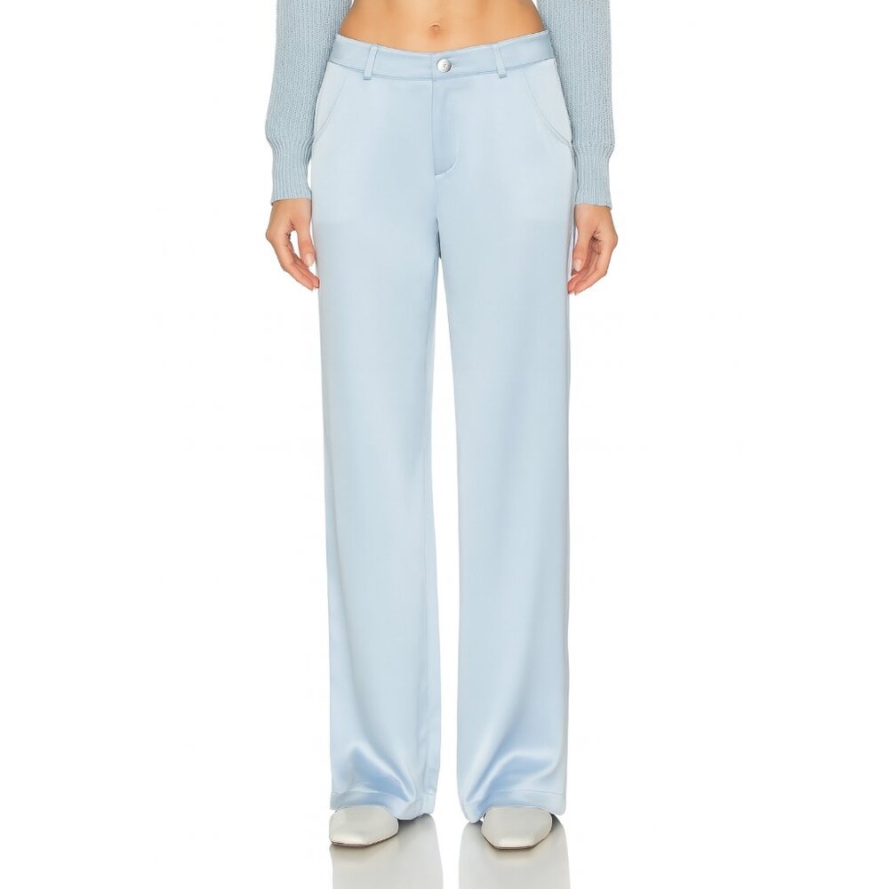 Sablyn Light Blue Silk Wide-Leg Button Fly Pants – Sample Style — Size XS